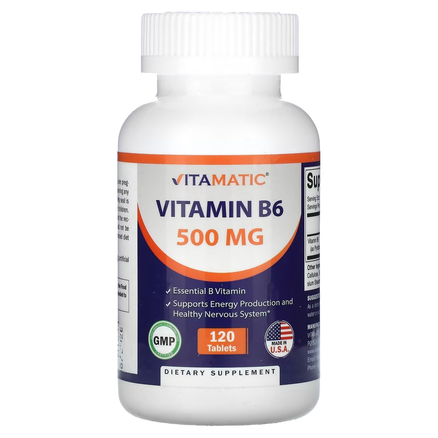 Витамин B6 500 мг Vitamatic, 120 таблеток
Витамин B6 500 мг Vitamatic, 120 таблеток
