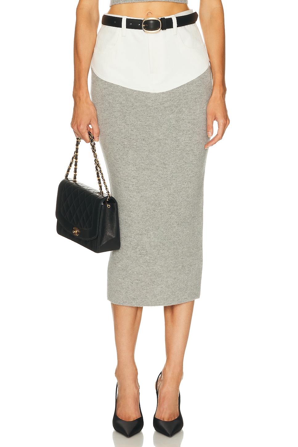 Юбка миди с вставками из трикотажного денима Self-Portrait, Grey
Юбка миди с вставками из трикотажного денима Self-Portrait, Grey