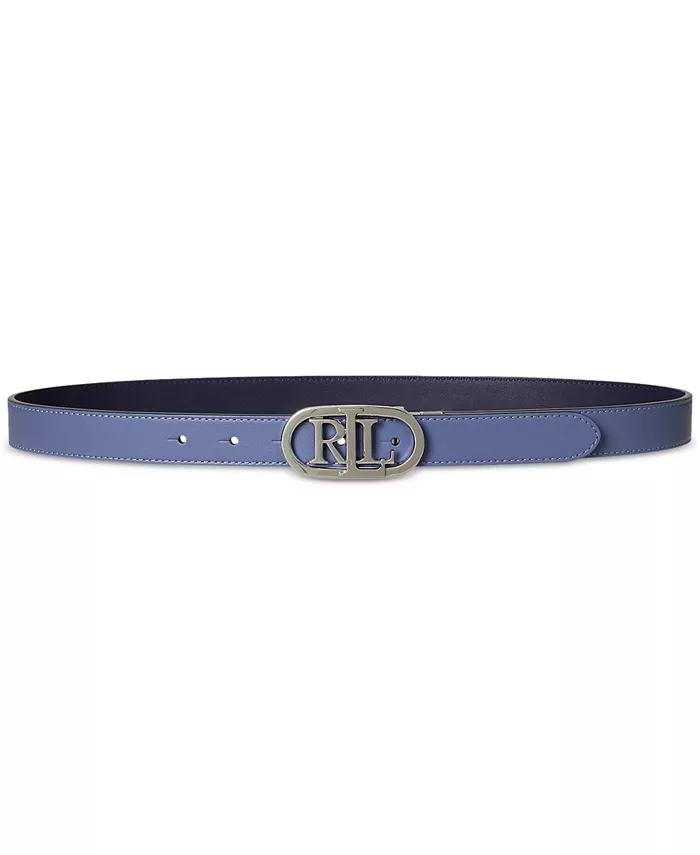 Реверсивный узкий кожаный ремень с овальным логотипом Lauren Ralph Lauren, синий 
Реверсивный узкий кожаный ремень с овальным логотипом Lauren Ralph Lauren, синий