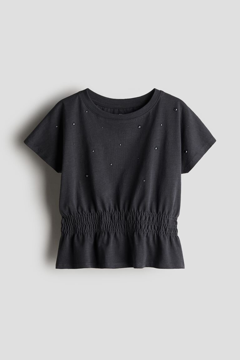 Рубашка с баской из хлопкового трикотажа H&M, серый
Рубашка с баской из хлопкового трикотажа H&M, серый