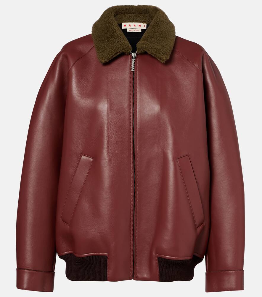 Кожаная куртка-блузон с отделкой из овчины Marni, Peat
Кожаная куртка-блузон с отделкой из овчины Marni, Peat
