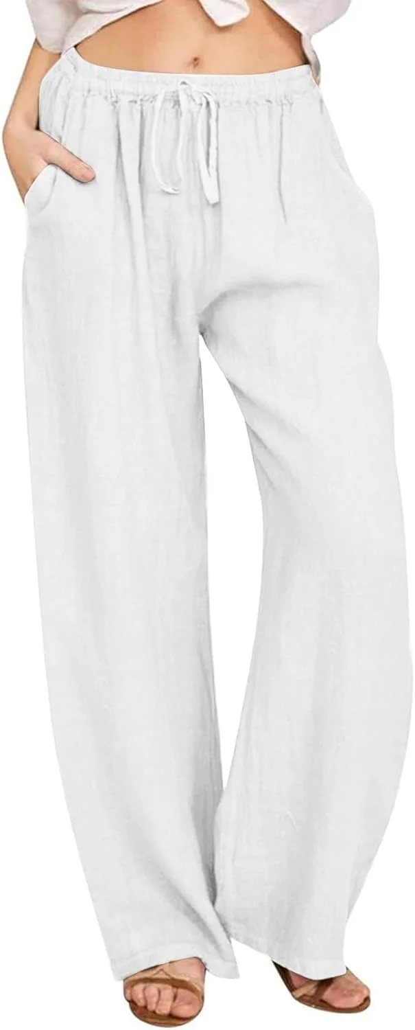 Женские льняные брюки палаццо с широкими штанинами и эластичным поясом Zzalalana
Женские льняные брюки палаццо с широкими штанинами и эластичным поясом Zzalalana