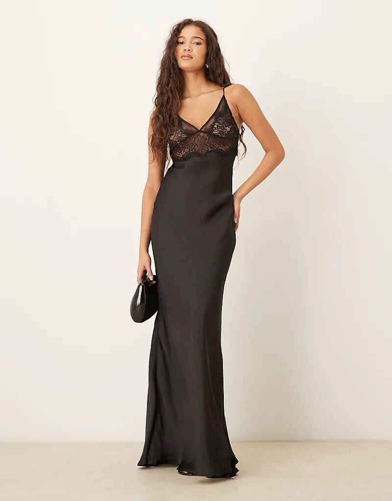 Платье VRG GRL из атласа с кружевными бретельками, удлиненное, черного цвета
Платье VRG GRL из атласа с кружевными бретельками, удлиненное, черного цвета