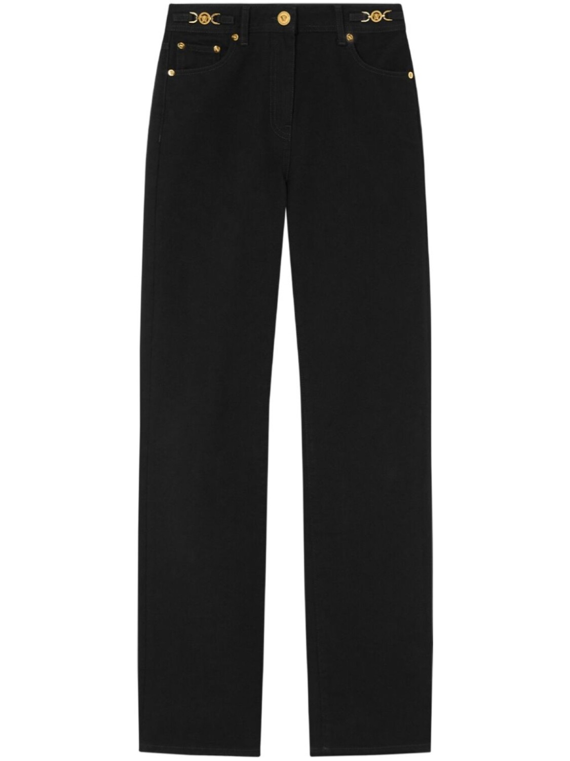 Джинсы с отделкой в виде пластины медузы Versace, черный
Джинсы с отделкой в виде пластины медузы Versace, черный