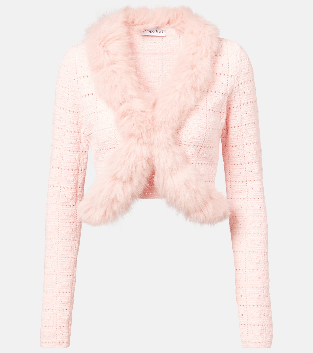 Кардиган с открытой вязкой и отделкой из искусственного меха Self-Portrait, розовый
Кардиган с открытой вязкой и отделкой из искусственного меха Self-Portrait, розовый