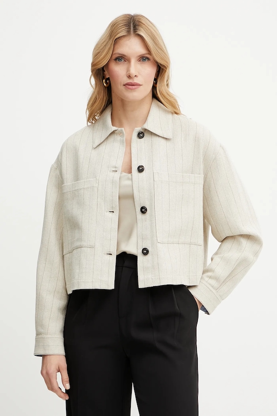 Куртка-рубашка с добавлением льна Max&Co., бежевый 
Куртка-рубашка с добавлением льна Max&Co., бежевый