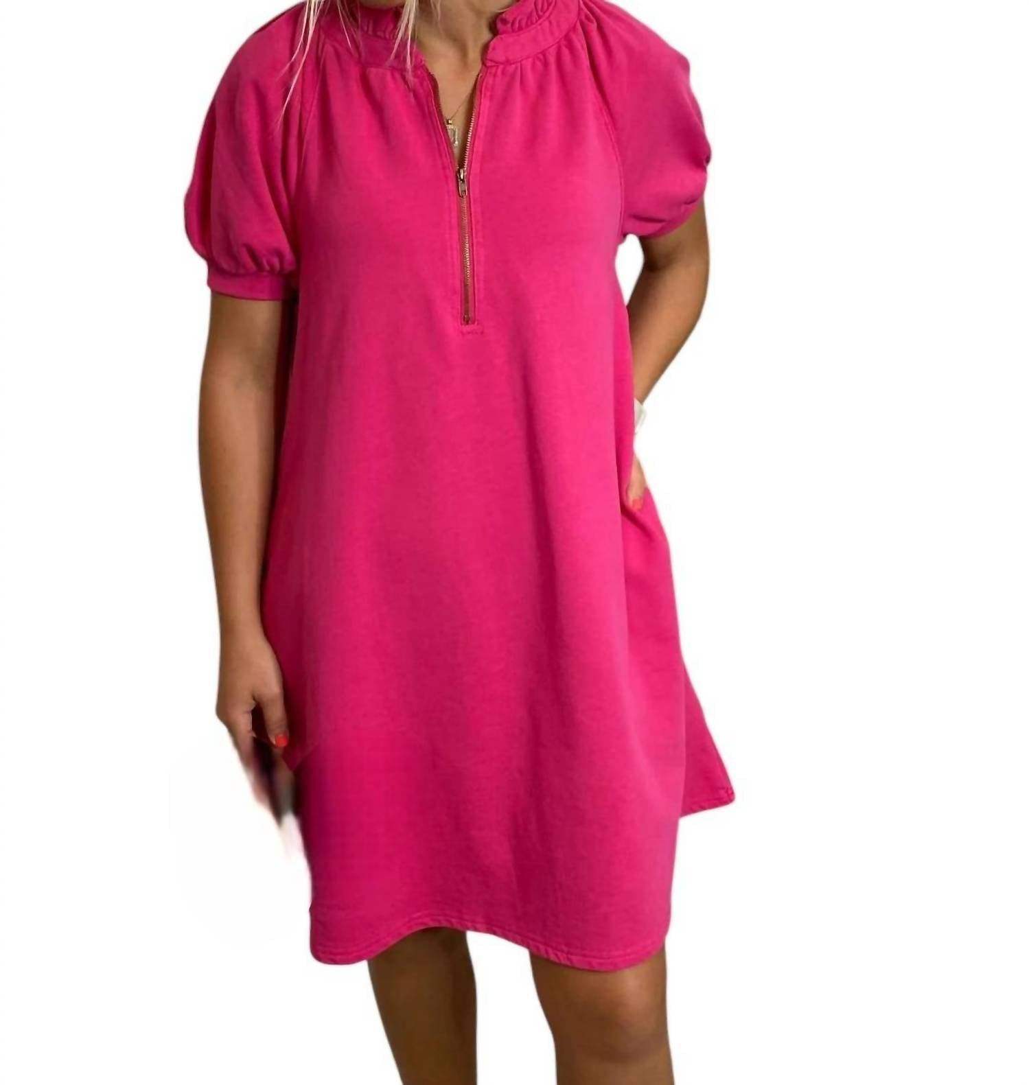Terry Shirt Dress With Zipper In Fuchsia Peach Love
Terry Shirt Dress With Zipper In Fuchsia Peach Love
