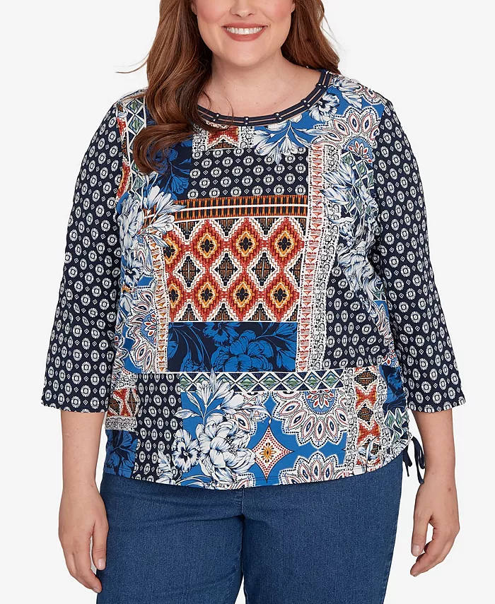 Топ больших размеров с завязками на шнурке и батиковым принтом в стиле пэчворк Alfred Dunner, мультиколор
Топ больших размеров с завязками на шнурке и батиковым принтом в стиле пэчворк Alfred Dunner, мультиколор