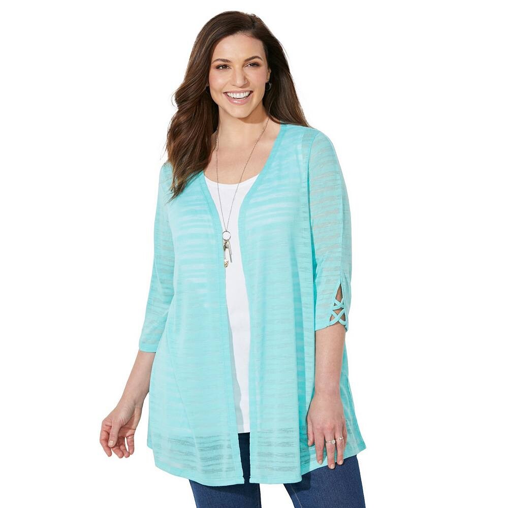 Женский кардиган в темную полоску, большие размеры,Catherines, цвет Aqua
Женский кардиган в темную полоску, большие размеры,Catherines, цвет Aqua