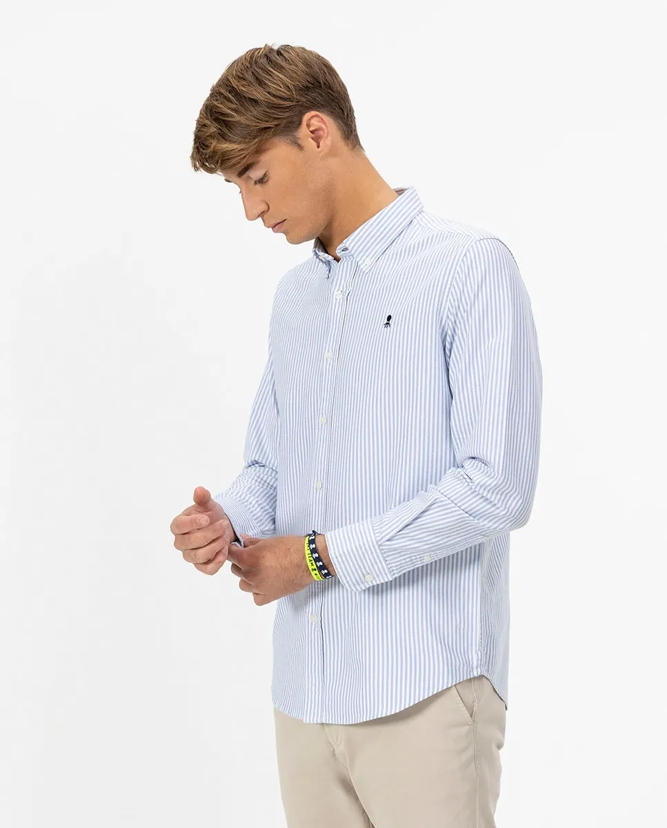 Мужская рубашка классического кроя гладкая из оксфордской ткани El Pulpo, синий 
Мужская рубашка классического кроя гладкая из оксфордской ткани El Pulpo, синий