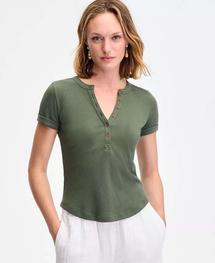 Женская футболка-хенли с рубчатым трикотажем и отворотом на манжетах On 34th, зеленый
Женская футболка-хенли с рубчатым трикотажем и отворотом на манжетах On 34th, зеленый