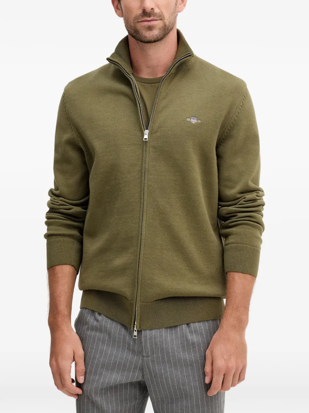 Кардиган на молнии из хлопка Gant, зеленый
Кардиган на молнии из хлопка Gant, зеленый