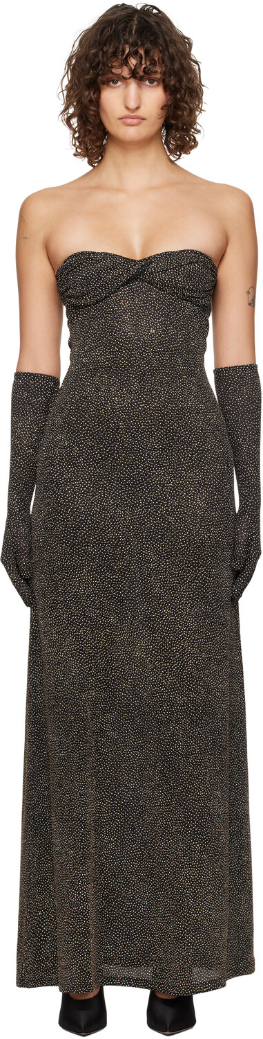 Черно-золотое анисовое макси-платье Beaufille
Черно-золотое анисовое макси-платье Beaufille