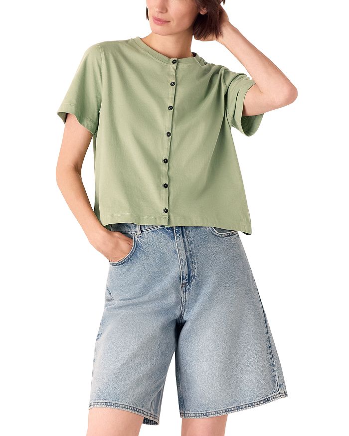 Футболка с круглым вырезом и застежкой на пуговицы Whistles, зеленый
Футболка с круглым вырезом и застежкой на пуговицы Whistles, зеленый