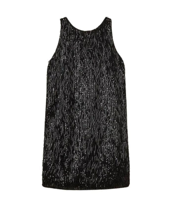 Короткое платье с пайетками и соломенной бахромой Twinset, черный
Короткое платье с пайетками и соломенной бахромой Twinset, черный