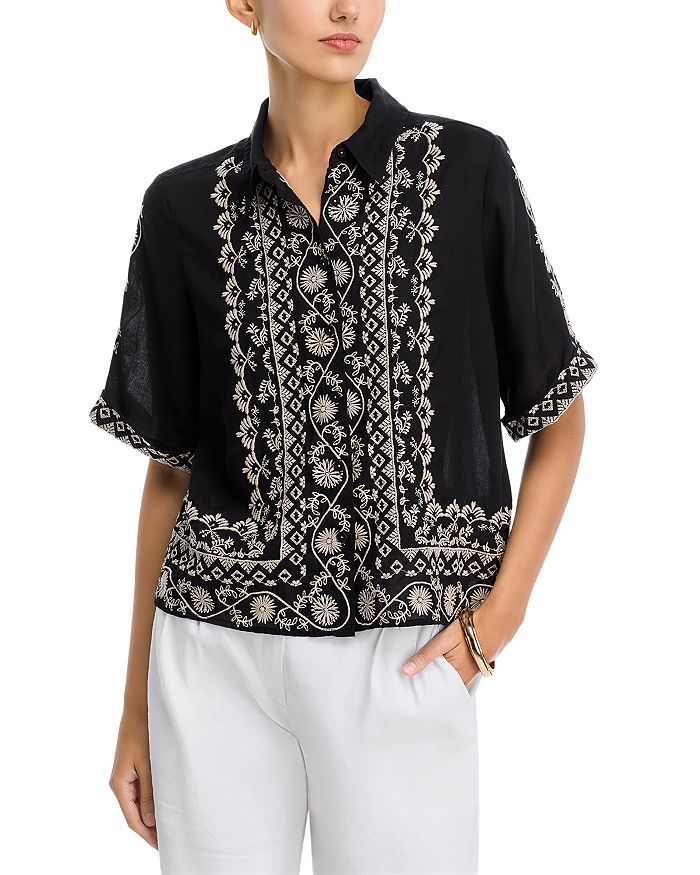 Вышитая блуза с рукавом кимоно Johnny Was, черный
Вышитая блуза с рукавом кимоно Johnny Was, черный