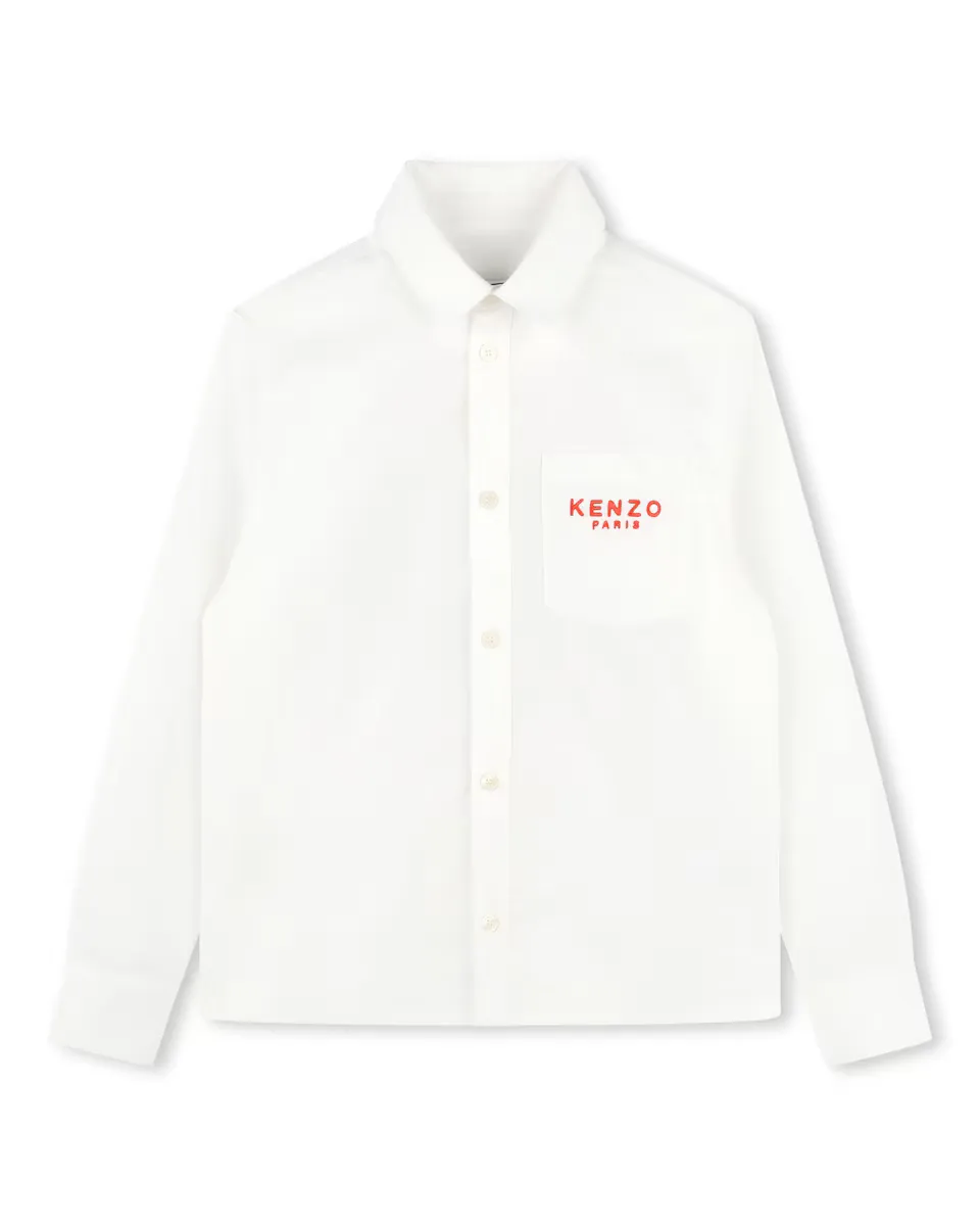 Рубашка для мальчика с нагрудным карманом и вышивкой на спине Kenzo Kids, белый
Рубашка для мальчика с нагрудным карманом и вышивкой на спине Kenzo Kids, белый