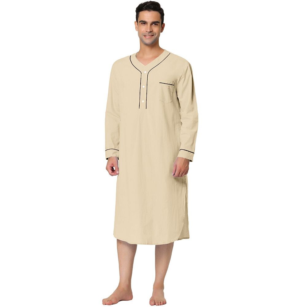 Мужская ночная рубашка, хлопковая рубашка для сна, ночная рубашка с длинными рукавами, одежда для сна Lars Amadeus, цвет Khaki
Мужская ночная рубашка, хлопковая рубашка для сна, ночная рубашка с длинными рукавами, одежда для сна Lars Amadeus, цвет Khaki