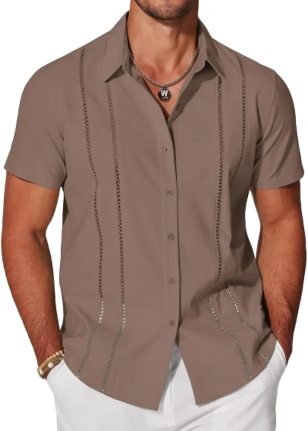 Мужская рубашка Frontaley Cuba Guayabera с эксклюзивной ажурной вышивкой, летняя с коротким рукавом
Мужская рубашка Frontaley Cuba Guayabera с эксклюзивной ажурной вышивкой, летняя с коротким рукавом