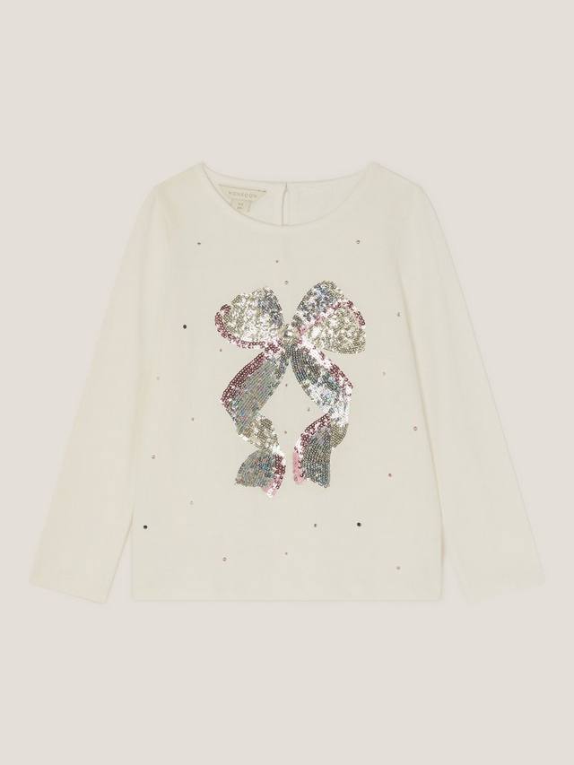 Детская хлопковая футболка с длинными рукавами и пайетками в виде банта Monsoon, Ivory
Детская хлопковая футболка с длинными рукавами и пайетками в виде банта Monsoon, Ivory