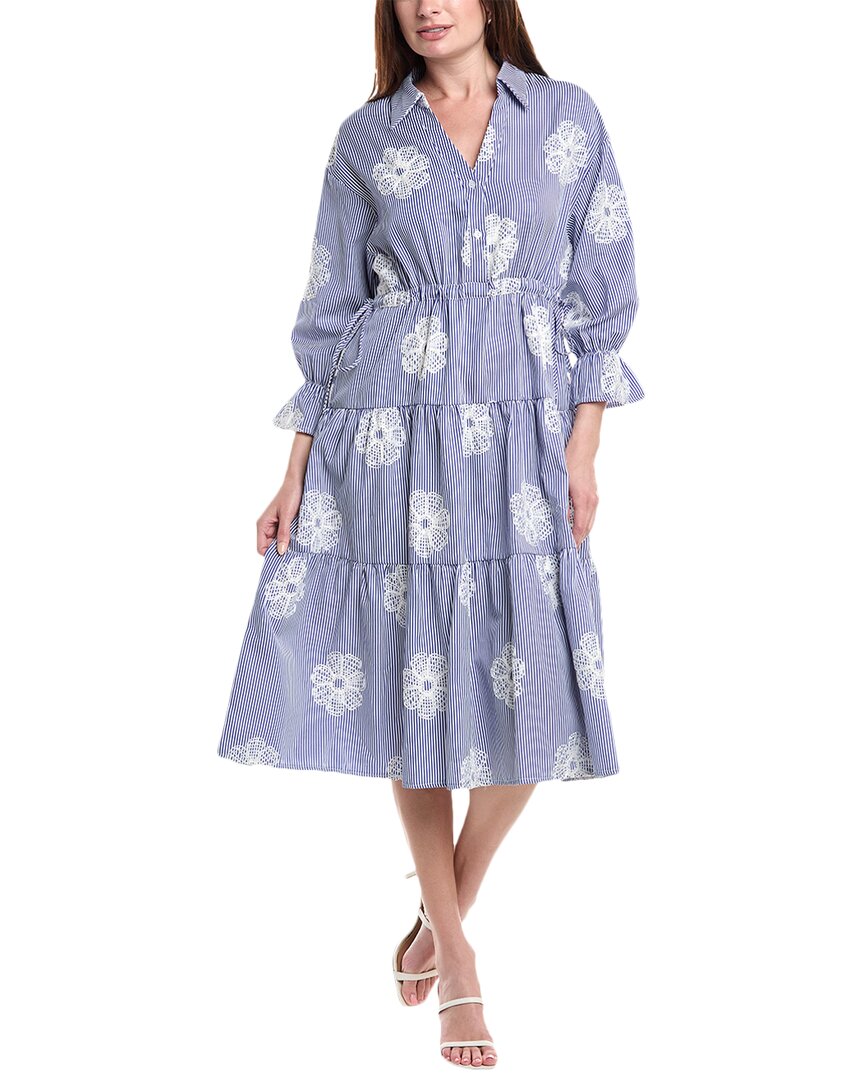 Gracia Вышитое платье миди с ярусами, синий
Gracia Вышитое платье миди с ярусами, синий