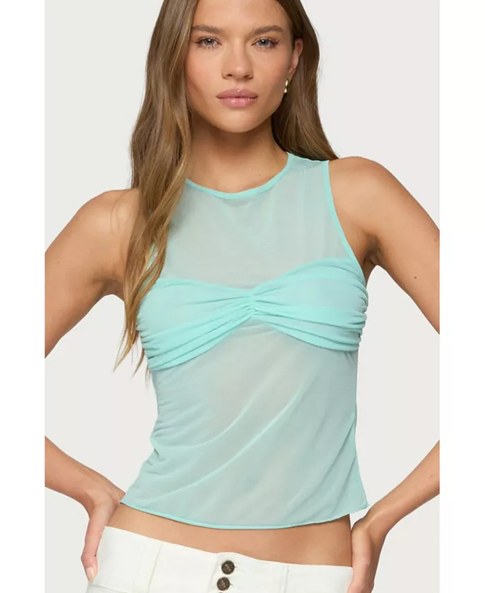 Женский прозрачный топ Erica со сборками Edikted, синий 
Женский прозрачный топ Erica со сборками Edikted, синий