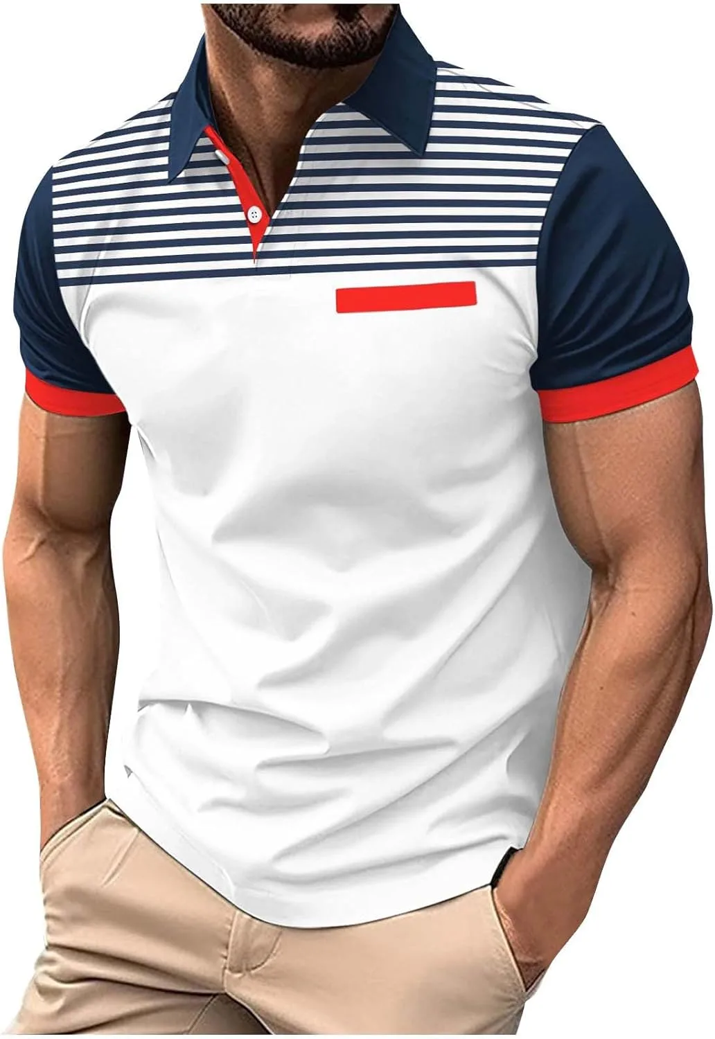 Мужская поло для гольфа с коротким рукавом, влагоотводящая, в полоску QUNPIU
Мужская поло для гольфа с коротким рукавом, влагоотводящая, в полоску QUNPIU