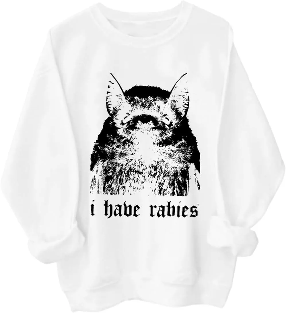 Толстовка с принтом летучей мыши и надписью "I Have Rabies" LNDOCAI
Толстовка с принтом летучей мыши и надписью "I Have Rabies" LNDOCAI