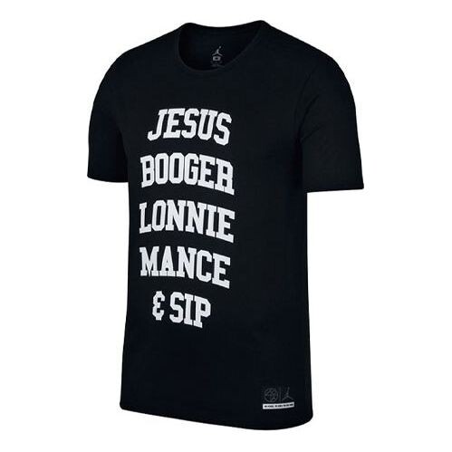 Футболка воздушные алфавитные печати спортивные с коротким рукавом Air Jordan, черный