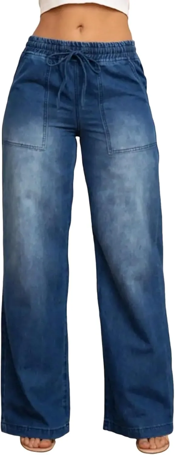 EARKOHA женские джинсы с кулиской и широкими прямыми штанинами
EARKOHA женские джинсы с кулиской и широкими прямыми штанинами