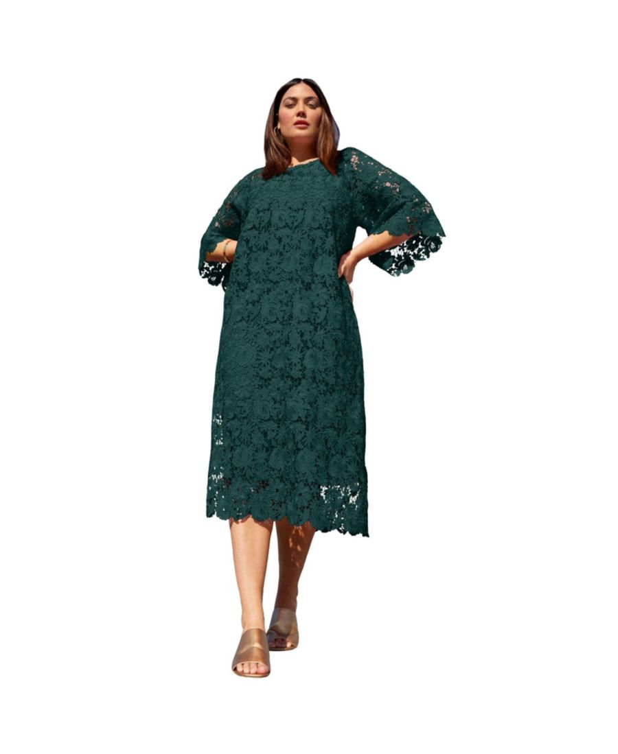Женское кружевное платье миди с рукавами-колоколами от June + Vie June & Vie, Dark pine green
Женское кружевное платье миди с рукавами-колоколами от June + Vie June & Vie, Dark pine green