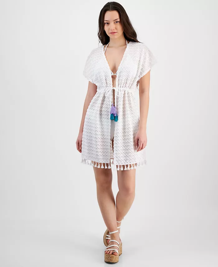 Женский кружевной кимоно-накидка с бахромой и завязками Miken, белый
Женский кружевной кимоно-накидка с бахромой и завязками Miken, белый