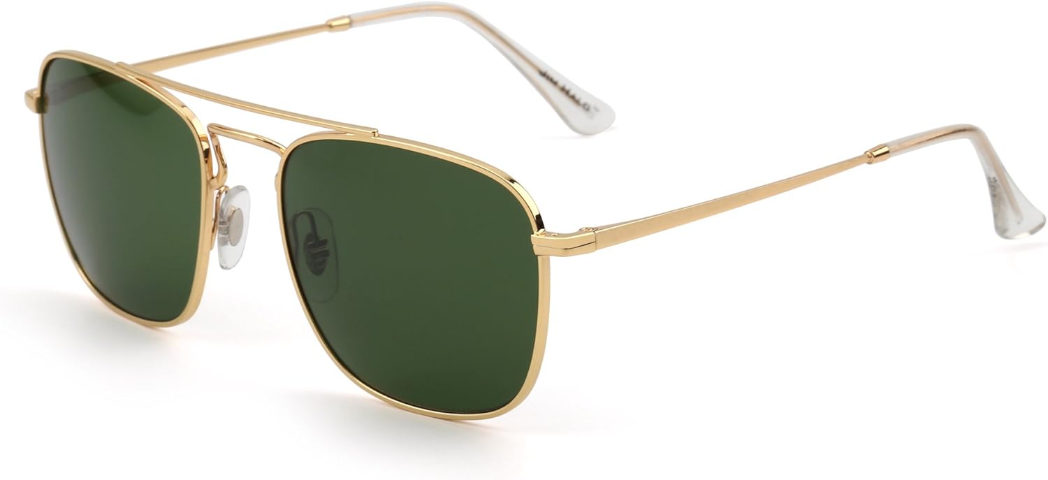 Солнцезащитные очки JIM HALO Retro Square Aviator с линзами из высококачественного стекла и плоскими металлическими линзами, для мужчин и женщин, Gold Frame / Green Lens
Солнцезащитные очки JIM HALO Retro Square Aviator с линзами из высококачественного стекла и плоскими металлическими линзами, для мужчин и женщин, Gold Frame / Green Lens