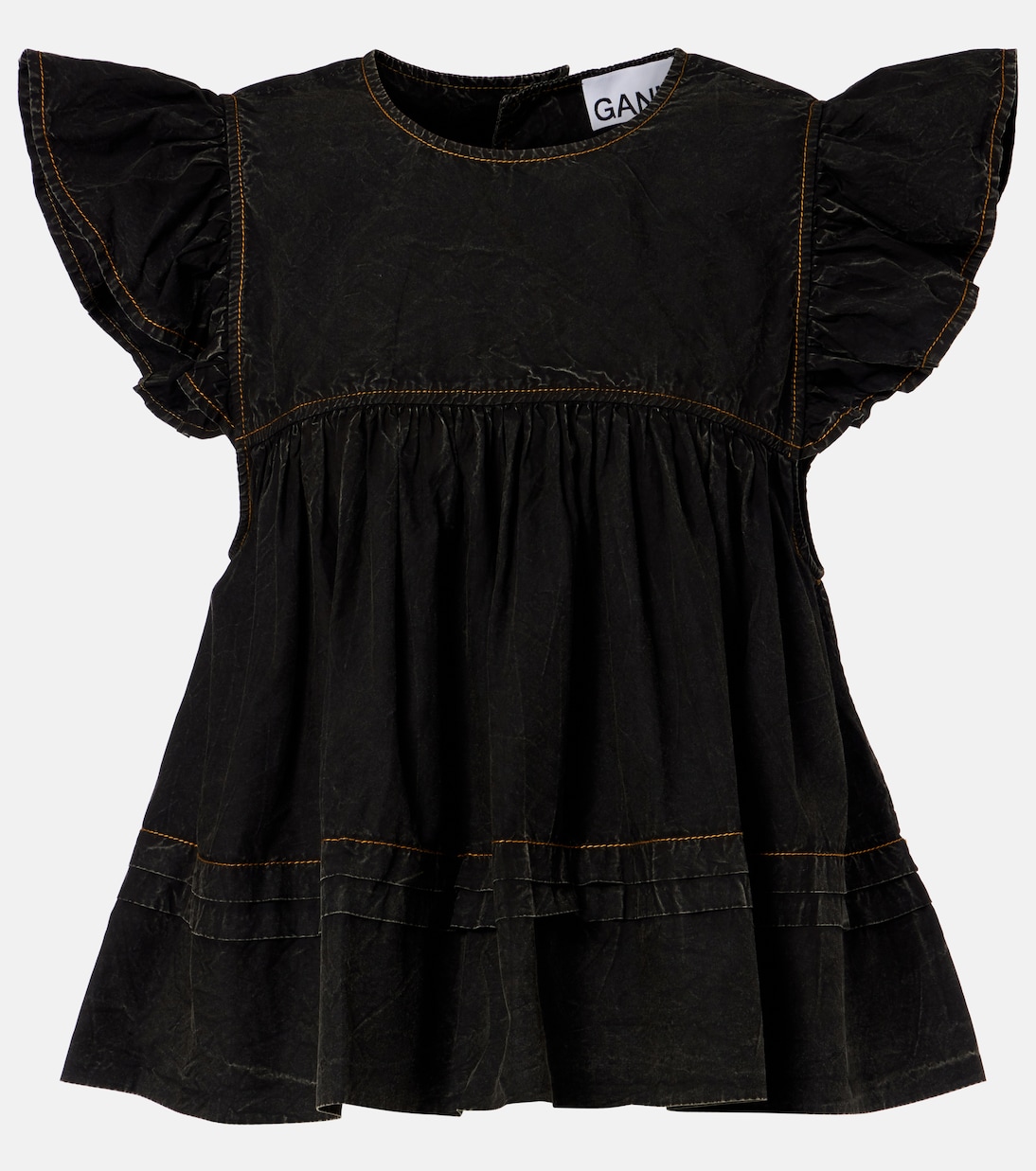 Джимовая блузка с плиссированной баской Ganni, черный
Джимовая блузка с плиссированной баской Ganni, черный