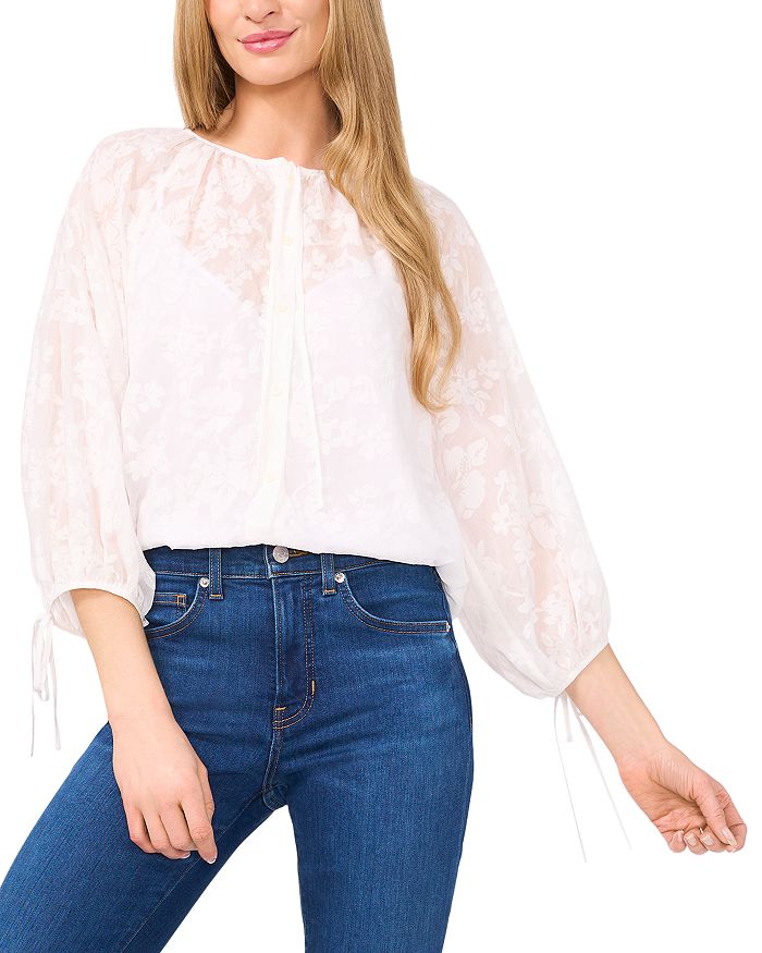 Блузка с кружевными вставками и пышными рукавами в цветочном стиле CeCe, белый
Блузка с кружевными вставками и пышными рукавами в цветочном стиле CeCe, белый