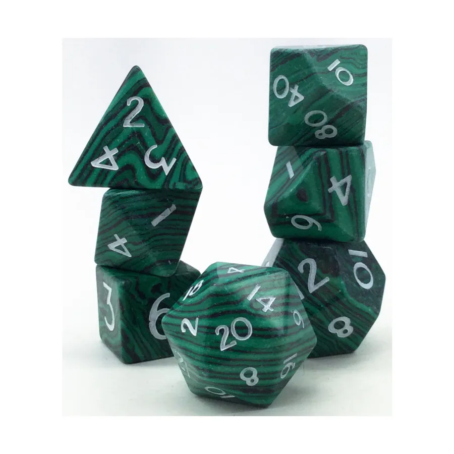 Комплект Poly - Малахитовый с белым (7), Semi Precious Stone Dice (Level Up Dice)
Комплект Poly - Малахитовый с белым (7), Semi Precious Stone Dice (Level Up Dice)