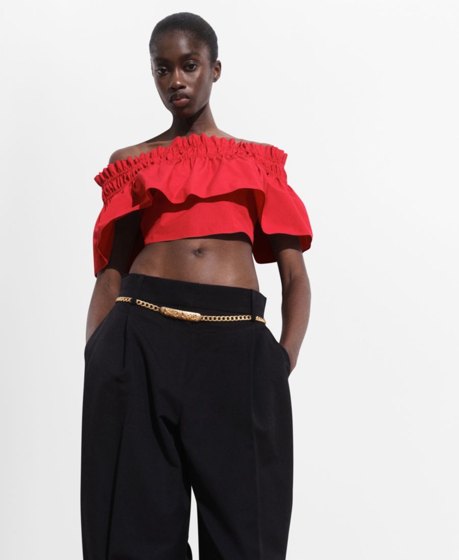 Женский топ без бретелей с оборками MANGO, Red
Женский топ без бретелей с оборками MANGO, Red