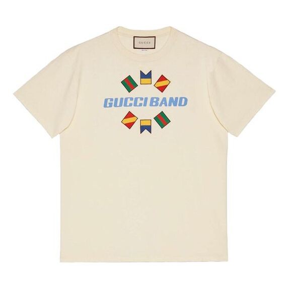 Футболка band flag embroidered logo for men white Gucci, белый 
Футболка band flag embroidered logo for men white Gucci, белый
