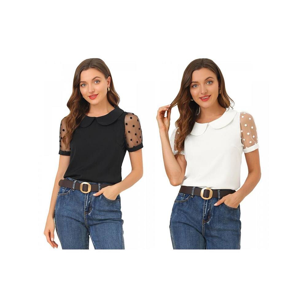 Комплект из 2 комплектов женских винтажных блузок с сетчатыми рукавами в горошек и воротником Питера Пэна, с короткими рукавами ALLEGRA K, цвет Black White
Комплект из 2 комплектов женских винтажных блузок с сетчатыми рукавами в горошек и воротником Питера Пэна, с короткими рукавами ALLEGRA K, цвет Black White