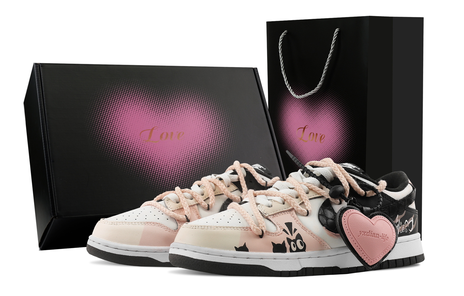 Nike Данк Кэт Харт Бокс противоскользящие амортизирующие низкие скейтборд кроссовки унисекс черно-розовые, цвет Black Pink
Nike Данк Кэт Харт Бокс противоскользящие амортизирующие низкие скейтборд кроссовки унисекс черно-розовые, цвет Black Pink