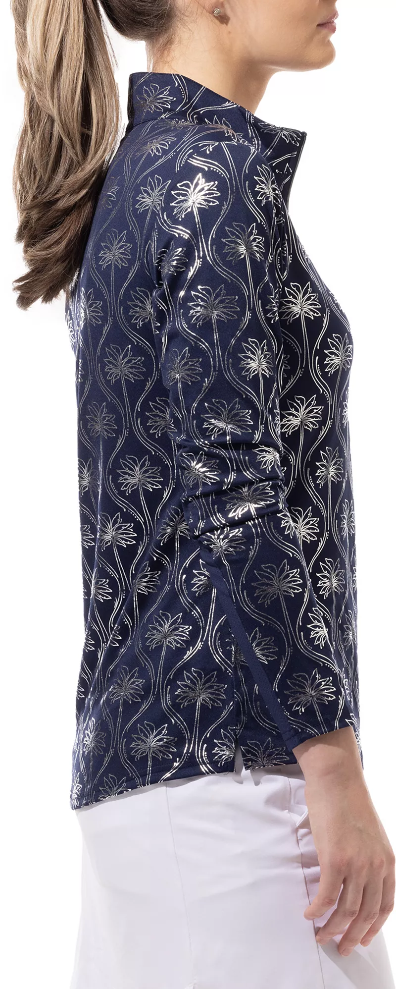 Женский пуловер для гольфа SanSoleil с принтом из фольги и воротником-стойкой, цвет Ink
Женский пуловер для гольфа SanSoleil с принтом из фольги и воротником-стойкой, цвет Ink