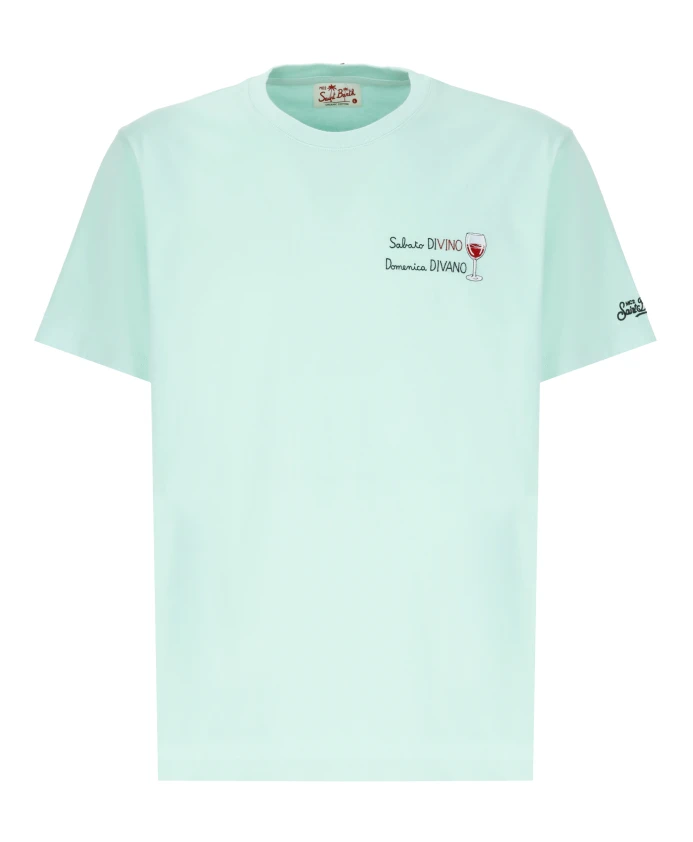 Зеленая хлопковая футболка с вышивкой Saint Barth, зеленый
Зеленая хлопковая футболка с вышивкой Saint Barth, зеленый