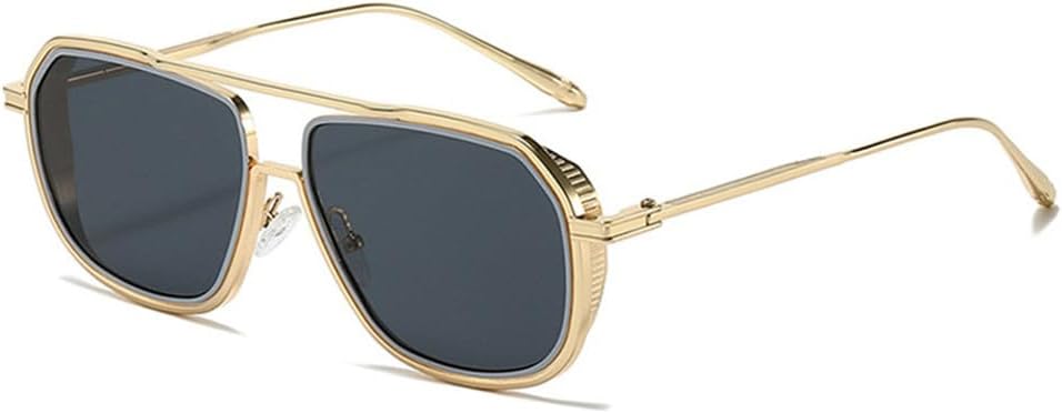 Солнцезащитные очки с двойной перемычкой для мужчин и женщин, защита от ультрафиолета UV400, металлическая оправа, прозрачный дизайн, подходят для вождения и повседневного ношения UYPTK, Gold-black
Солнцезащитные очки с двойной перемычкой для мужчин и женщин, защита от ультрафиолета UV400, металлическая оправа, прозрачный дизайн, подходят для вождения и повседневного ношения UYPTK, Gold-black