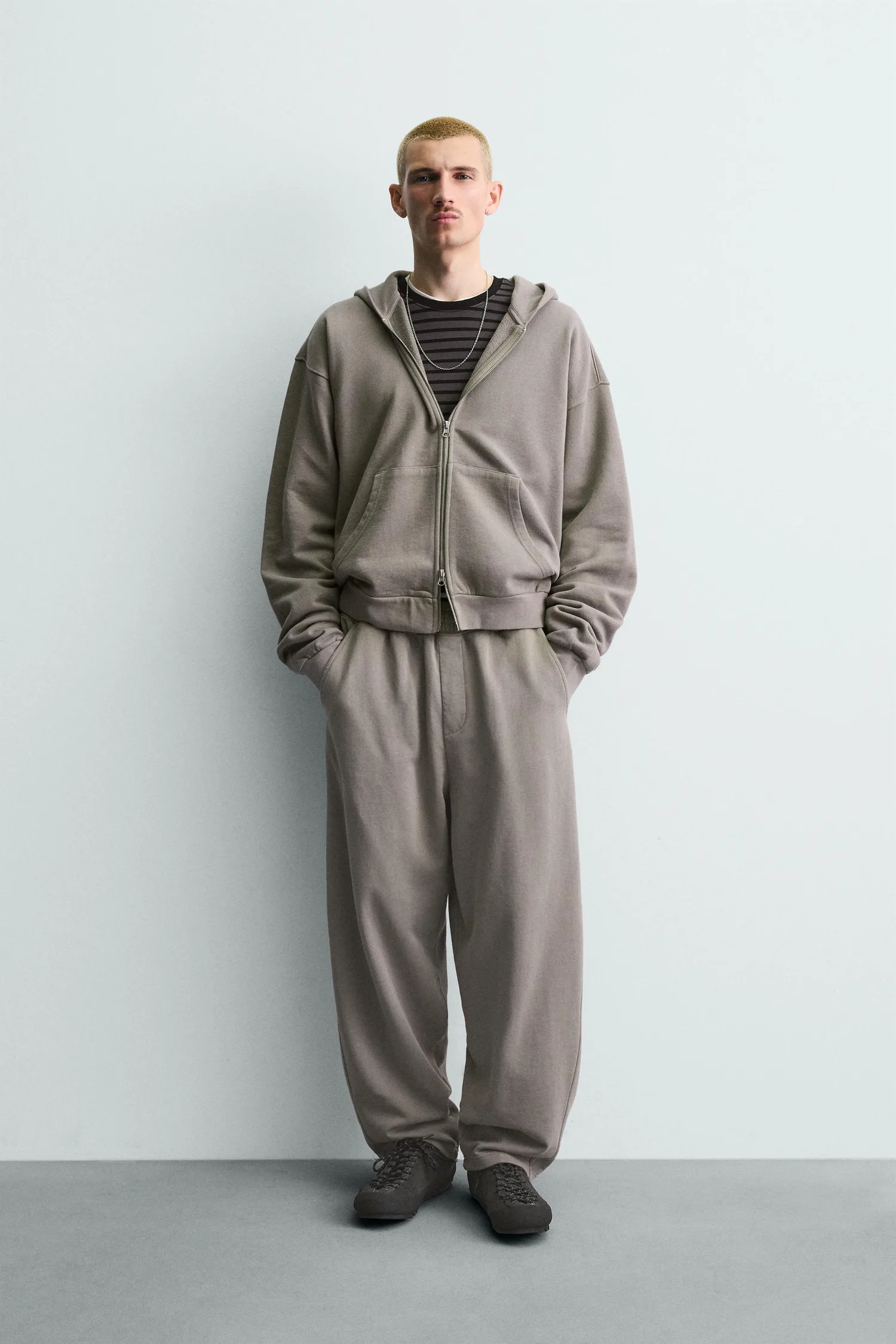 Выстиранная толстовка на молнии Zara, светло-серый
Выстиранная толстовка на молнии Zara, светло-серый