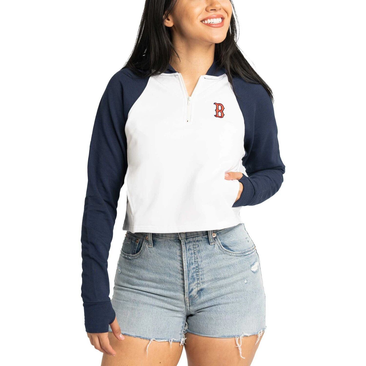 Женский укороченный пуловер с капюшоном Lusso White Boston Red Sox Jane Raglan с молнией в четверть четверти
Женский укороченный пуловер с капюшоном Lusso White Boston Red Sox Jane Raglan с молнией в четверть четверти