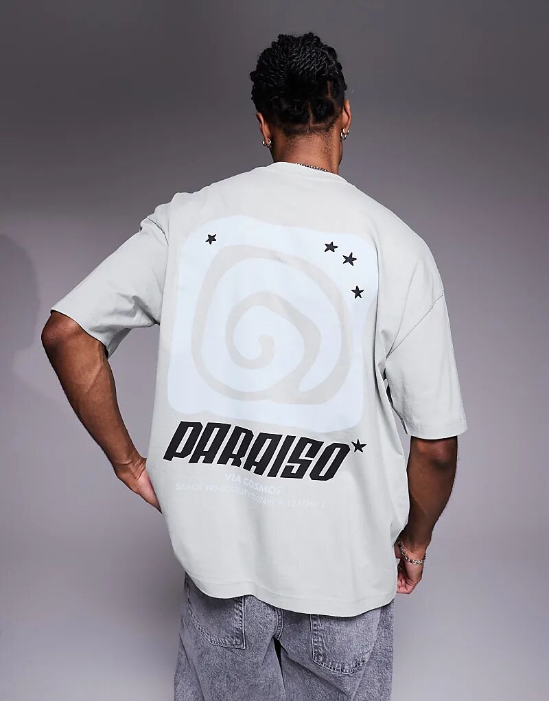 Футболка свободного кроя ASOS DESIGN светло-серого цвета с текстовой графикой 
Футболка свободного кроя ASOS DESIGN светло-серого цвета с текстовой графикой