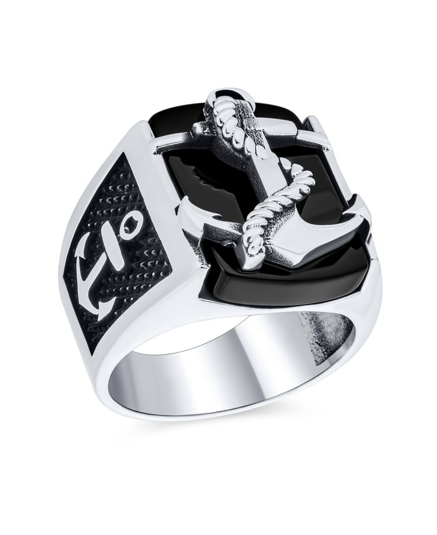 Большое кольцо-печатка из натурального черного оникса в виде якоря и веревки, серебро 925 пробы Bling Jewelry, Black onyx
Большое кольцо-печатка из натурального черного оникса в виде якоря и веревки, серебро 925 пробы Bling Jewelry, Black onyx