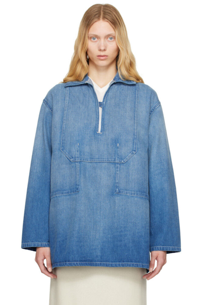 Синяя рубашка из денима с выцветшей кромкой AURALEE
Синяя рубашка из денима с выцветшей кромкой AURALEE