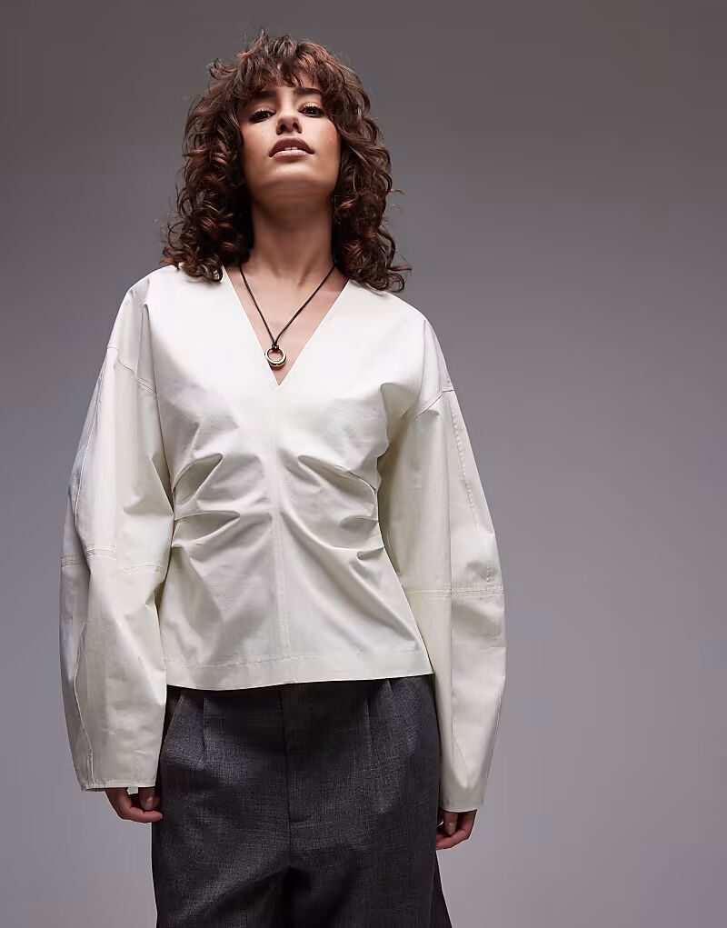 Топ с рукавами-бочонками цвета кремовый Topshop
Топ с рукавами-бочонками цвета кремовый Topshop