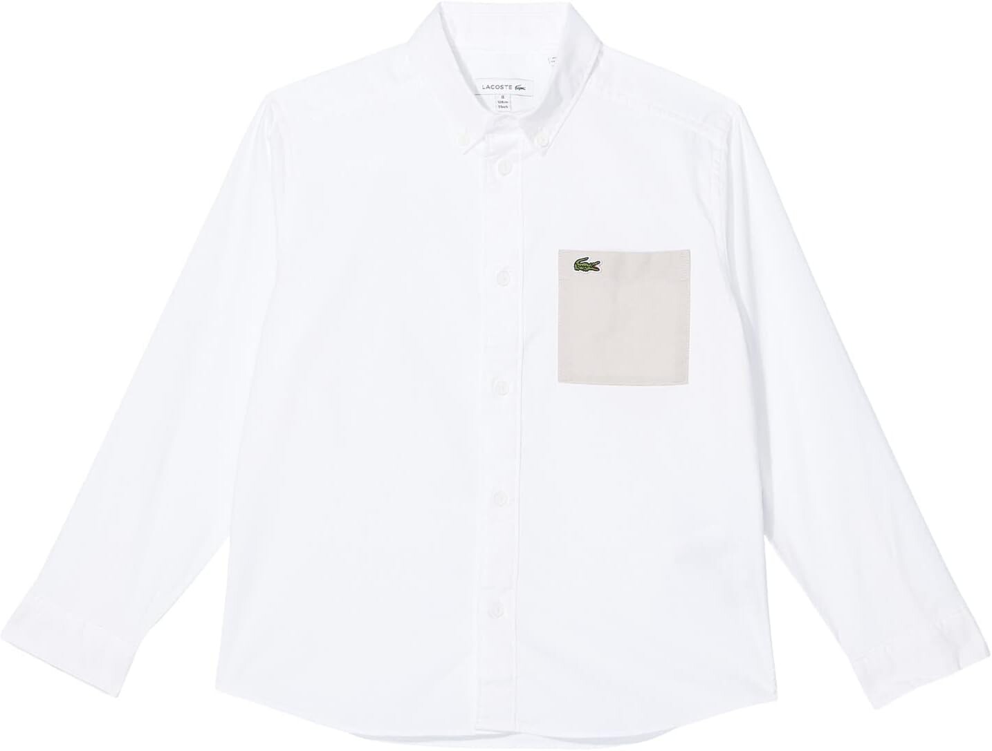 Рубашка Lacoste Long Sleeve Two-Toned Oxford with Color-Blocked Pocket, цвет White/Pine Kernel 
Рубашка Lacoste Long Sleeve Two-Toned Oxford with Color-Blocked Pocket, цвет White/Pine Kernel